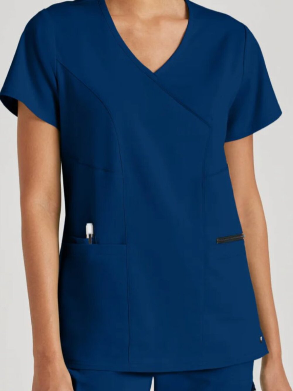 💙 Grey’s Anatomy by Barco Mock Wrap Scrub Top – Navy – Large